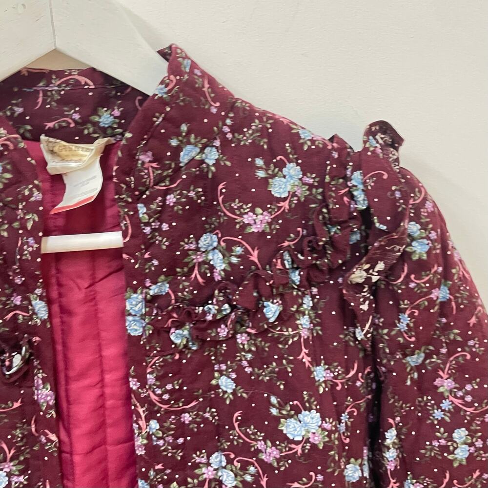 Gunne Sax Jessicas Gunnies Vintage 70s Purple Floral Quilted Prairie Jacket Sz L - Picture 7 of 9